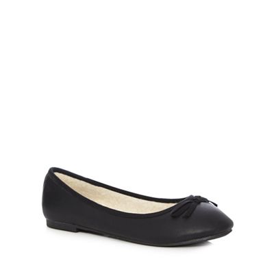 The Collection Black chicory faux fur bow pumps